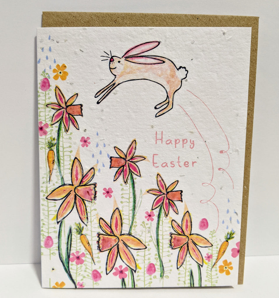 Happy Easter Flowers & Bunny Seed Card