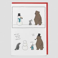 Snowman Animal Christmas Card