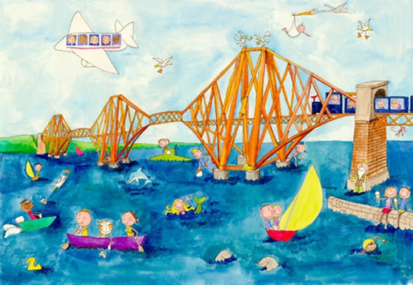 Gingerpaws at the Forth Rail Bridge Postcard