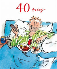 In Bed Quentin Blake 40th Birthday Card
