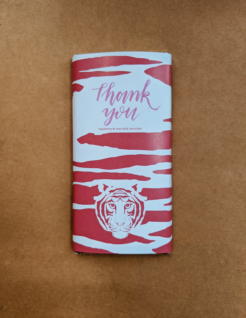 Paper Tiger Raspberry & Rose Milk Chocolate Bar Personalised Thank You