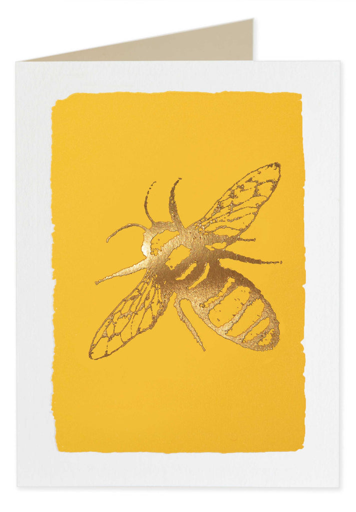 Gold Foiled Yellow Bee Pack of 5 Cards