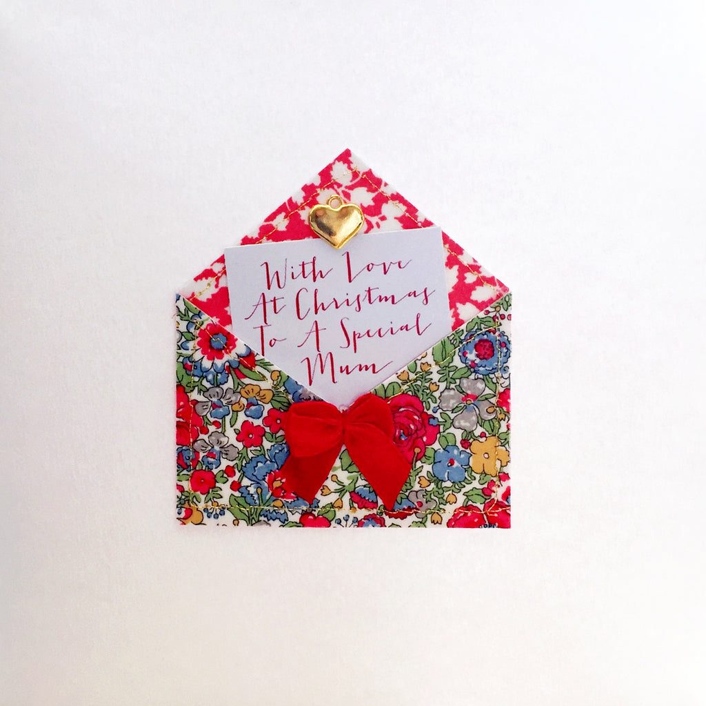 Fabric Envelope To A Special Mum Christmas Card