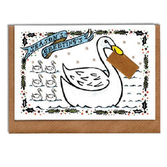 Swan with Envelope Christmas Card