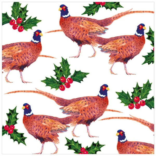 Botanical Holly Pheasant Napkins Pack of 20
