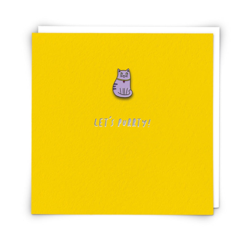 Let’s Purrty! Cat Pin Badge Card