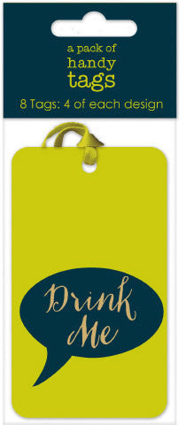 Eat Me Drink Me Green Gift Tags Pack of 8