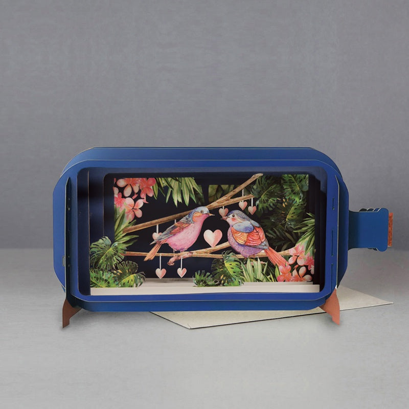 Birds and Hearts 3D Message in a Bottle Card