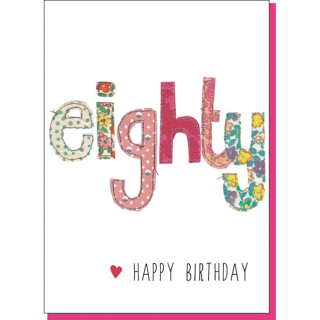 80th Birthday Card - Patchwork (For Her)
