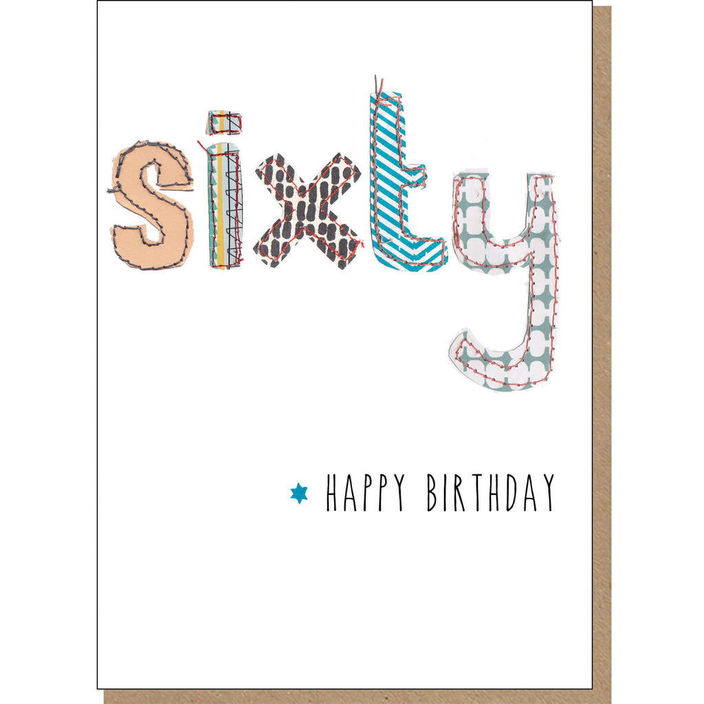 60th Birthday Card - Patchwork (For Him)