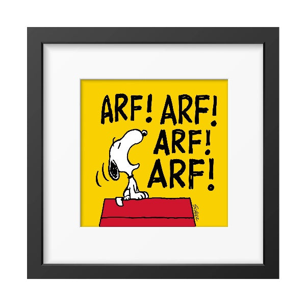 Arf! Arf! Arf! Arf! Snoopy Framed Print 12x12