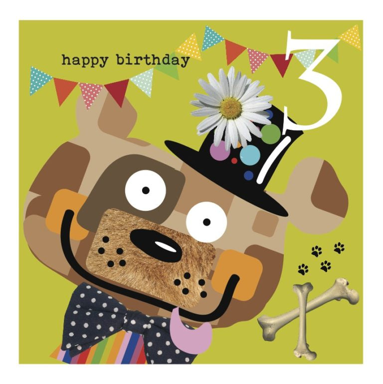 Colourful Dog 3rd Birthday Card