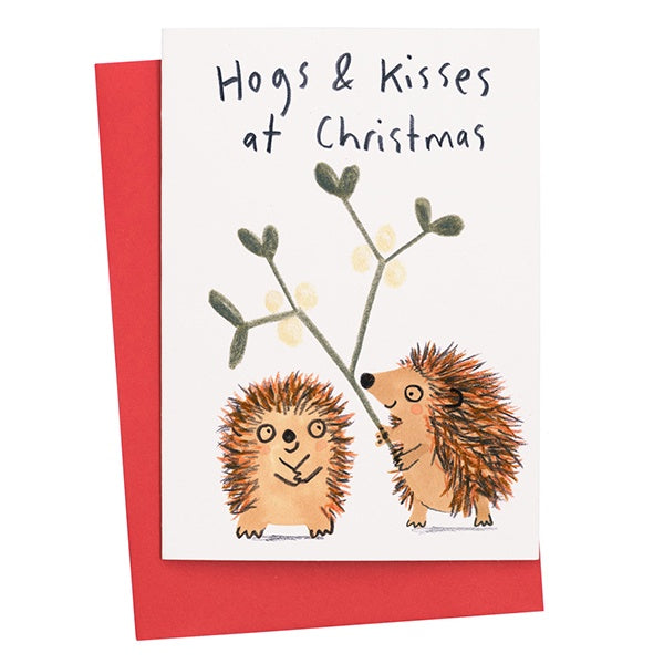 Hogs & Kisses At Christmas Card