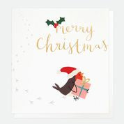 Scandinavian Robin With Present Pack Of 8 Charity Christmas Cards