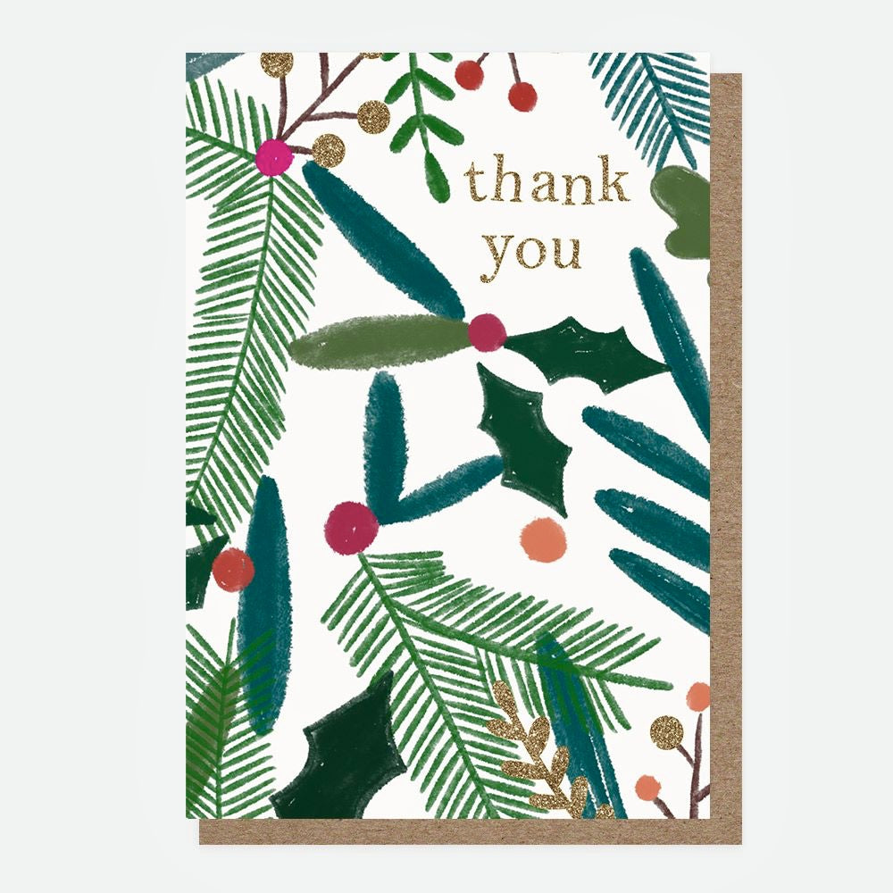 Christmas Foliage Pack of Ten Thank You Cards
