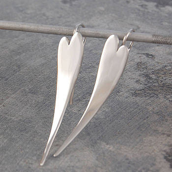 Small Curved Silver Heart Earrings