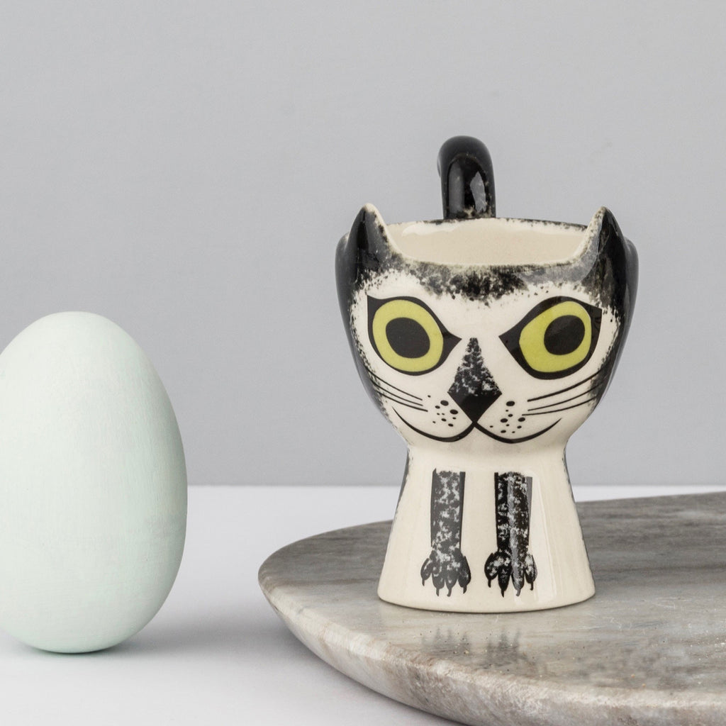 Black and White Cat Egg Cup