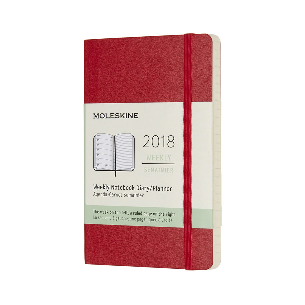 Moleskine 2018 Scarlet Red Weekly Pocket Diary Softcover