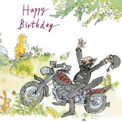 Happy Birthday Motocyclist Quentin Blake Card