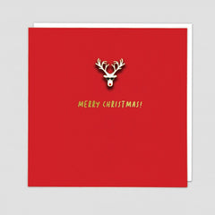 Merry Christmas! Reindeer Enamel Pin Badge Card