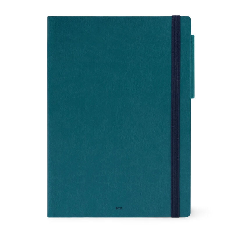 Large Daily Diary 2021 Petrol Blue