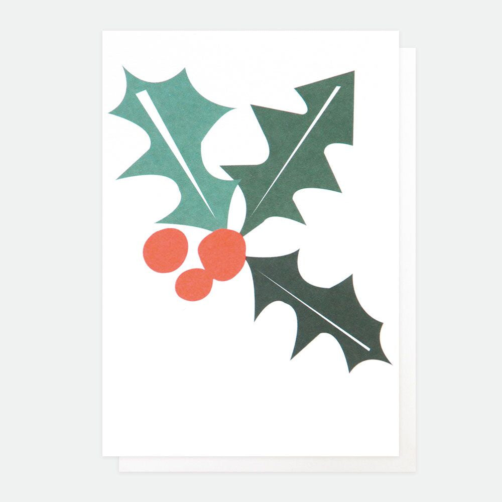 Merry Christmas Neon Holly and Berries Pack of 5 Cards
