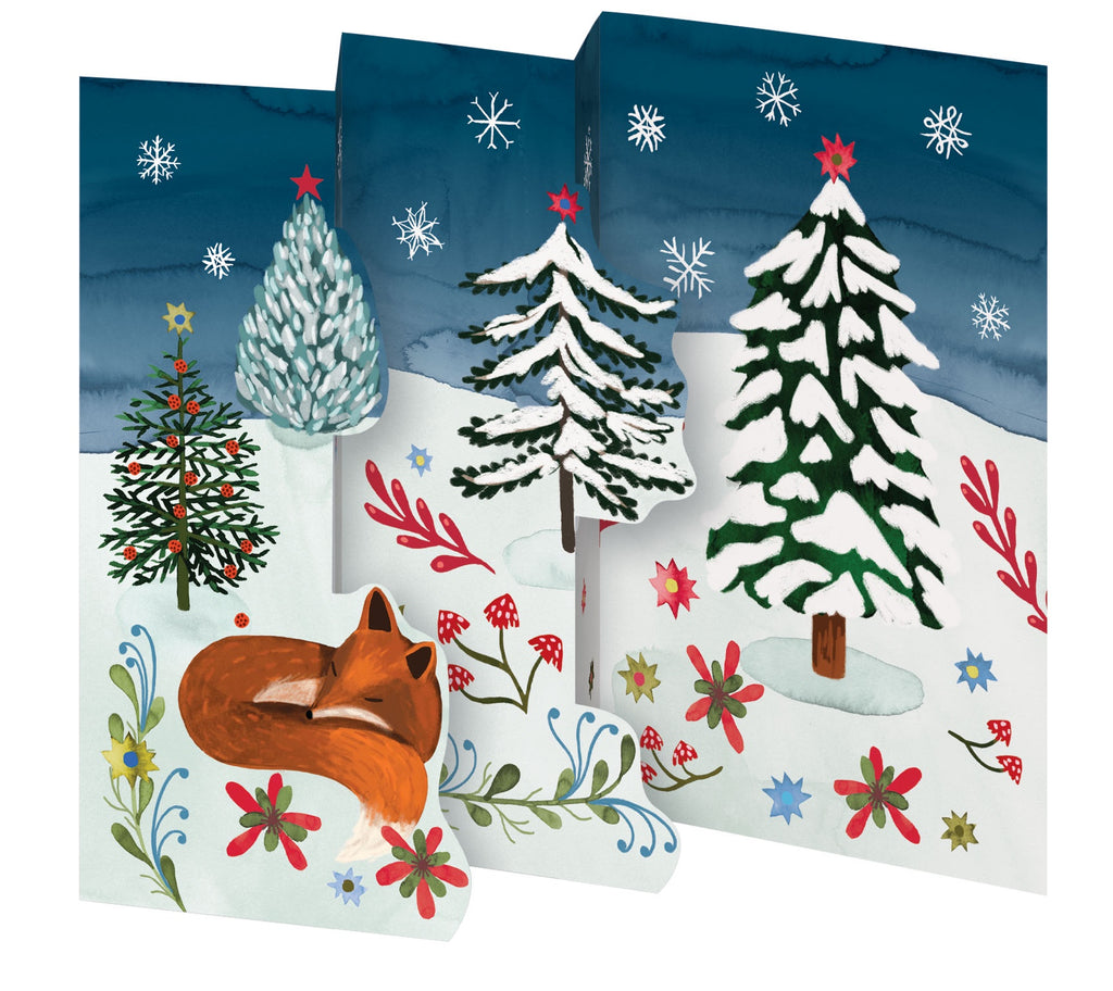 Sleepy Fox Tri Fold Christmas Card Box