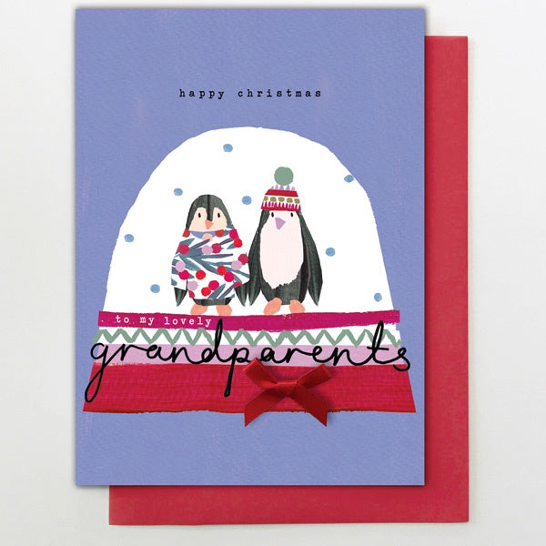 Grandparents Penguin Snowglobe Card