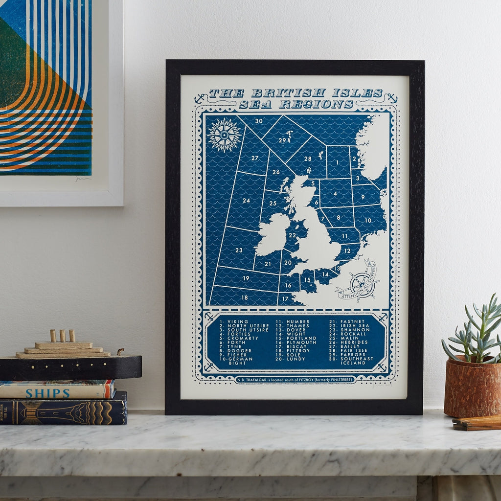 The British Isles Sea Regions A3 Print