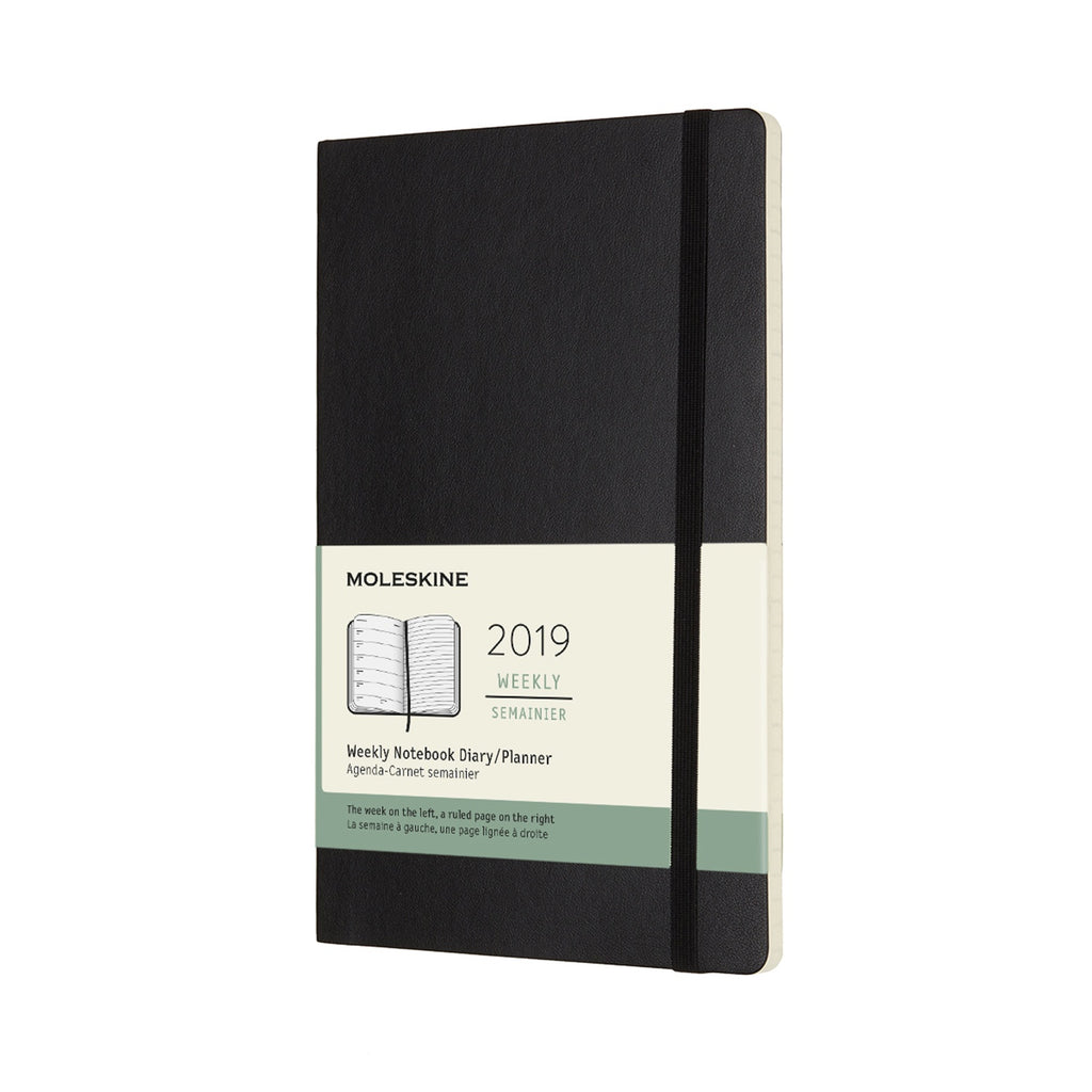 2019 Moleskine Large Weekly Planner Softcover Black