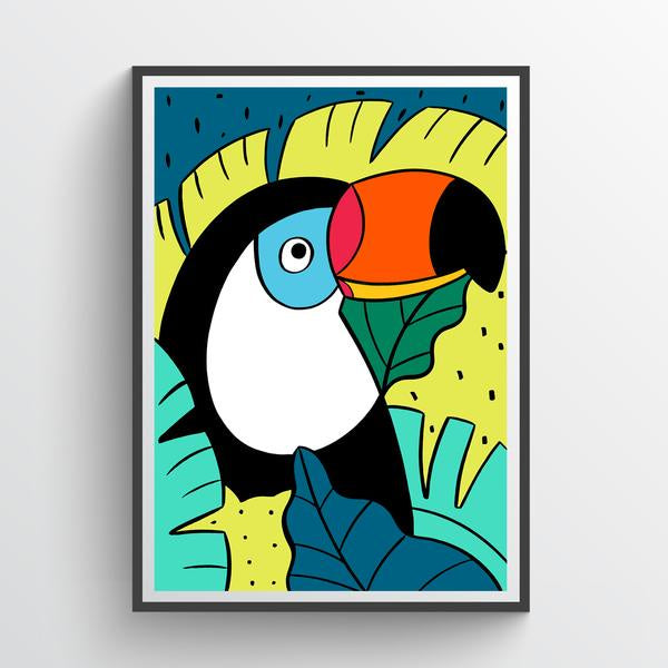 Toucan And Leaves Print