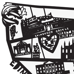 Lasercut A2 Edinburgh Old Town Map in Tube - Black