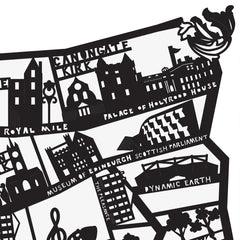 Lasercut A2 Edinburgh Old Town Map in Tube - Black