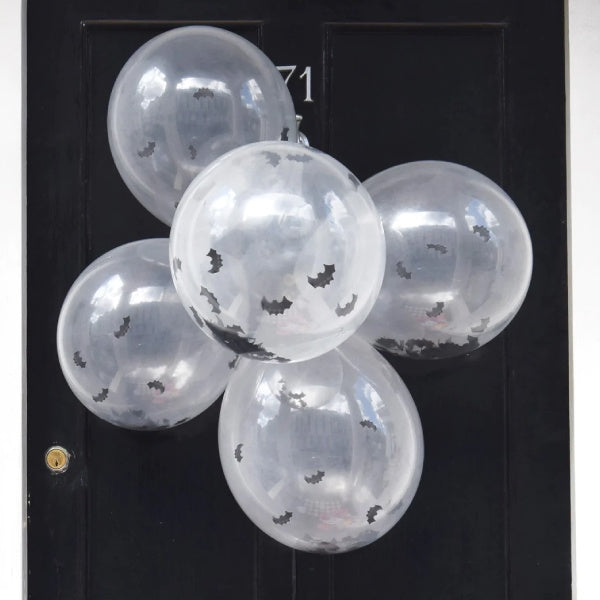 Pumpkin Brights Bat Confetti Filled Latex Balloons