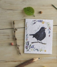 Blackbird & Flowers Seed Card