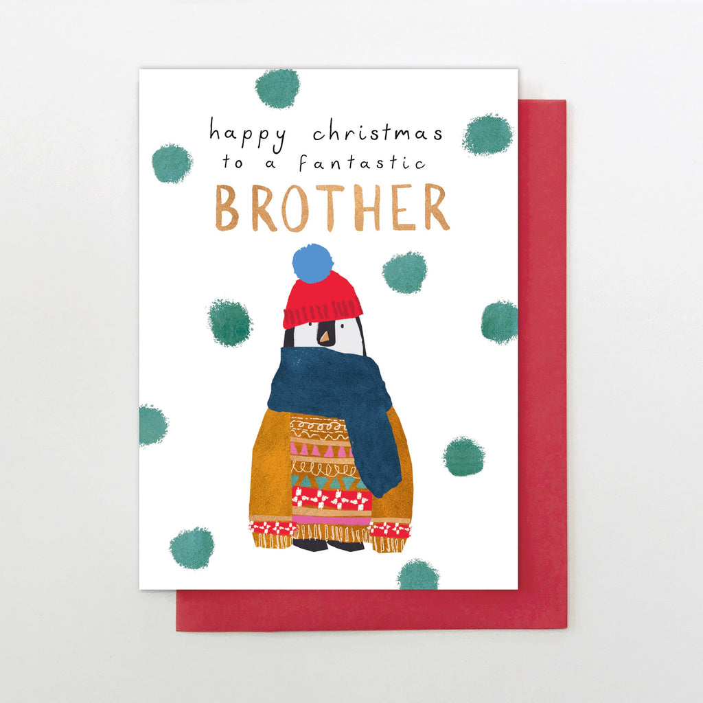 Happy Christmas to a Fantastic Brother Penguin Card