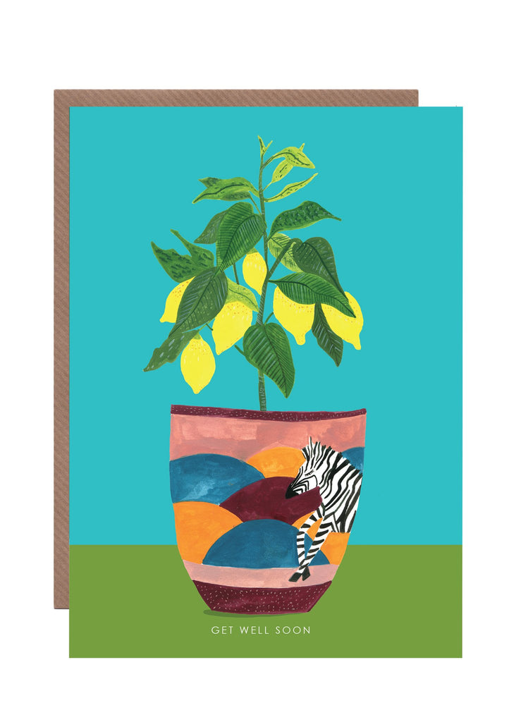 Get Well Soon Zebra Vase Card