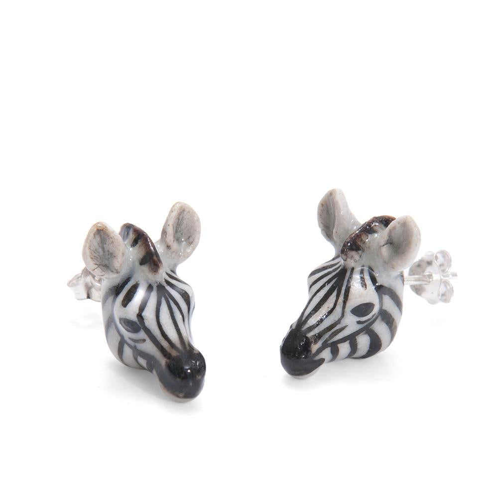Hand Painted Zebra Stud Earrings