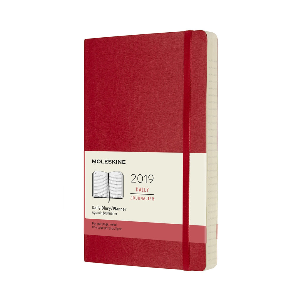 2019 Moleskine Large Daily Planner Softcover Scarlet Red