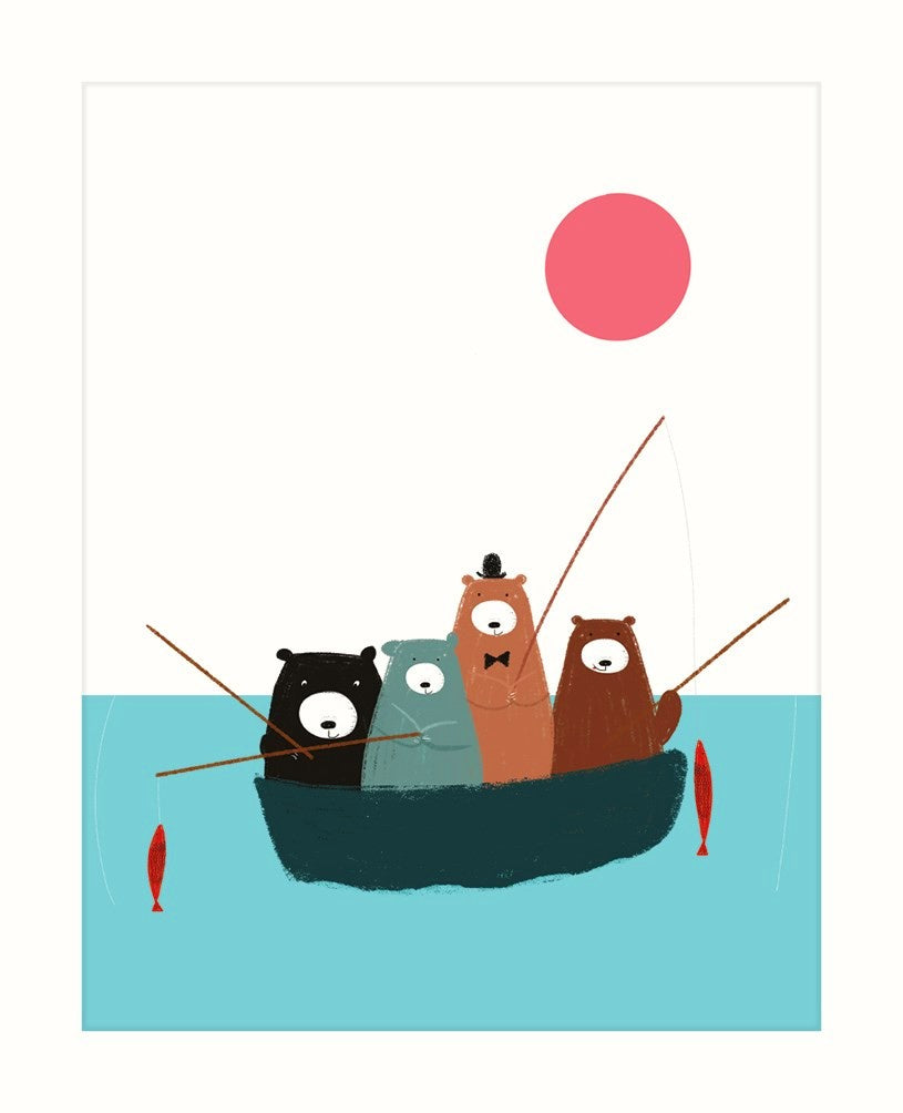 Bears in Fishing Boat Card