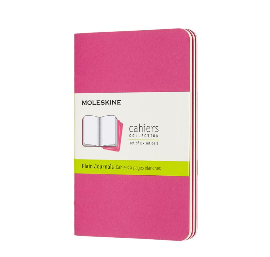 Moleskine Cahiers Set of 3 Plain Pocket Journals Kinetic Pink
