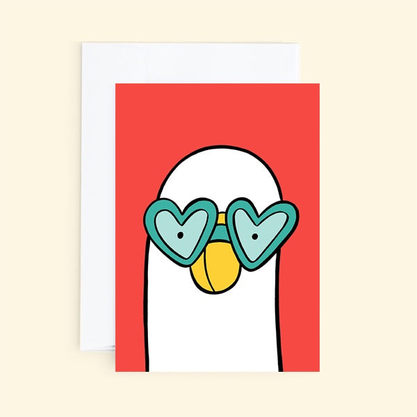 Duck  in Heart Shaped Sunglasses Card