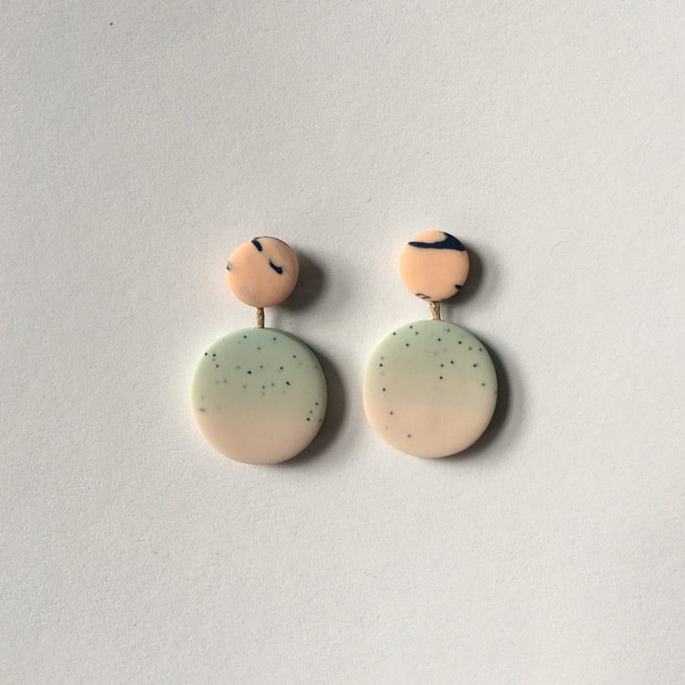 Peach and Mint Luna Drop Studs