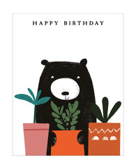 Bear and Plant Pots Birthday Card