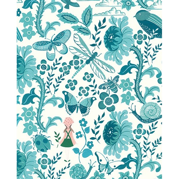 Girl with Birds and Dragonfly Card