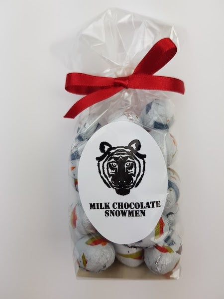 Paper Tiger Milk Chocolate Snowmen in a Ribboned Bag