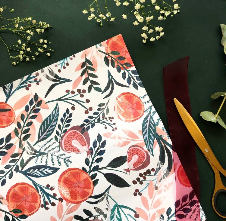 Oranges and Pomegranate Sheet Wrap