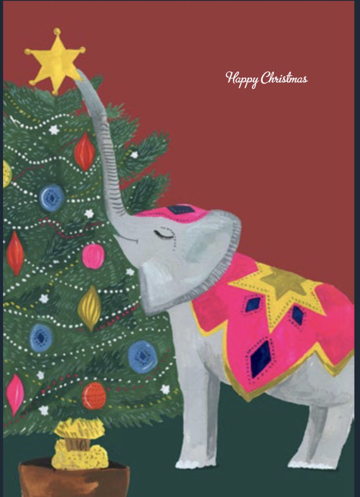 Happy Christmas Elephant and Star Card