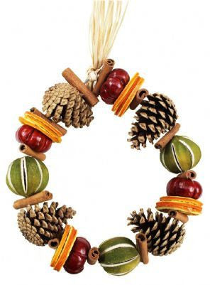 Orange Winter Circle Wreath with Pine Cones