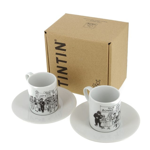 Tintin Box of Two Holiday Greetings Espresso Mugs
